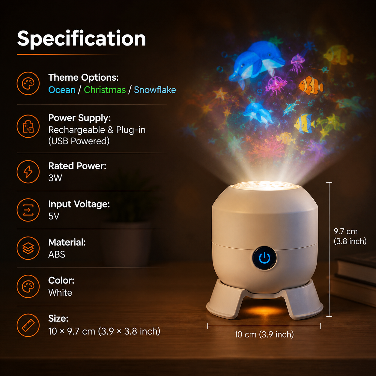 Ocean World Night Light Rotating Projector